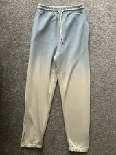 LADIES NEW ZARA PALE BLUE & CREAM JOGGERS 10-12 W28 L28