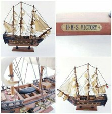 Vintage Hms Victory Wooden Model Ship Rare