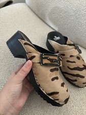 Fendi Pony skin Animal Print Clogs Size 4