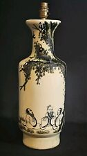 A Large Chinese Porcelain Table Lamp, Hand Painted with Figures Beneath a Tree