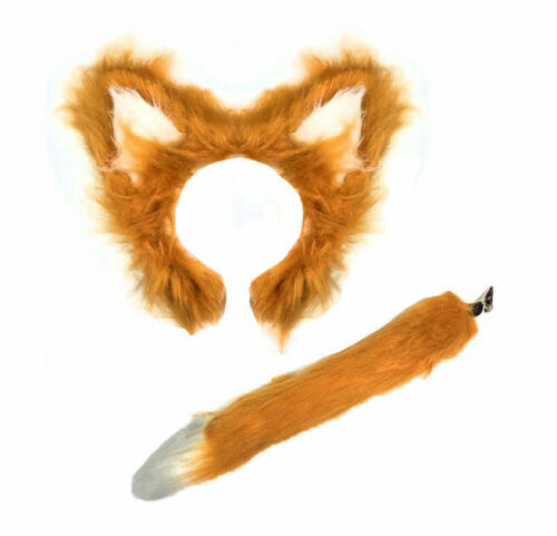 Brown fluffy fox ears - fluffy,