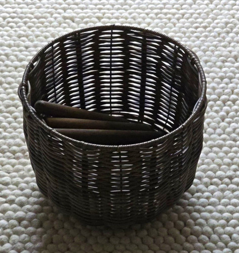 Grey brown round - round, wicker