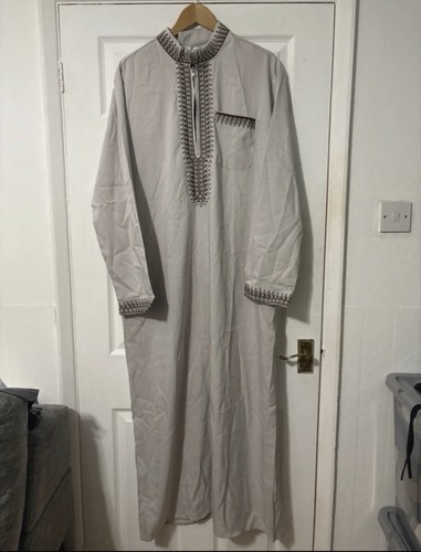 Men grey embroidered - embroidered, thobe