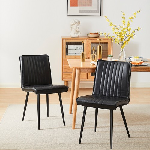 Black dining chairs faux - black,