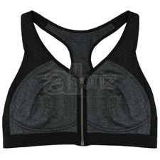 Ladies Zip Front Fastening Sports Bra Non Wired Girls Womens Racer Back UK Size