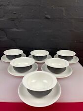6 x Wedgwood Susie Cooper Contrast Lugged Soup Bowls and Saucers Last Set RARE