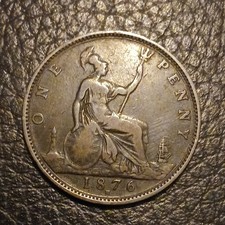 1876H Victorian Bun Head One Penny Coin