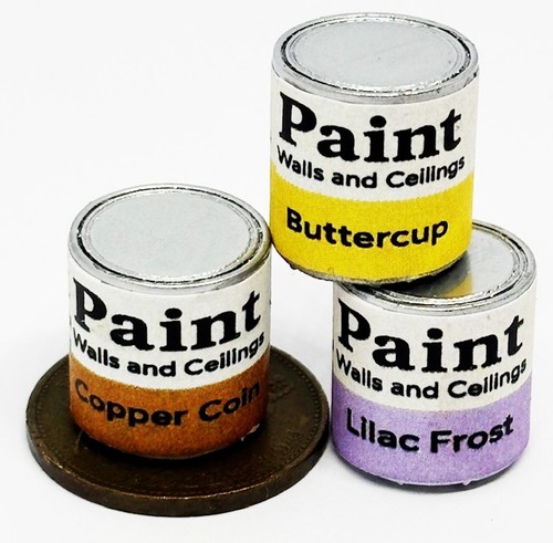 Dolls house paint tins - house,