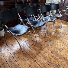 Calligaris Atomic Italian Leather Accent Chairs Set of 6 please see photos