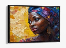 BEAUTIFUL AFRICAN WOMAN CONTEMPORARY FLOAT EFFECT FRAMED CANVAS ART PIC PRINT