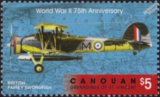 WWII British Royal Navy FAIREY SWORDFISH Torpedo Bomber Aircraft Stamp (2018)
