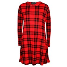 Kids Girls Swing Dress Tartan