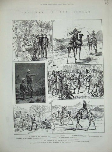 Old antique print 1885 war - antique,
