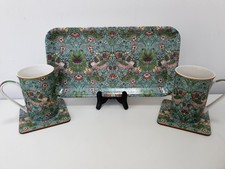 Strawberry Thief Fine China Mug, Coaster & Tray Set for 2 Leonardo Collection