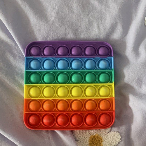 Rainbow square pop bubble - square,