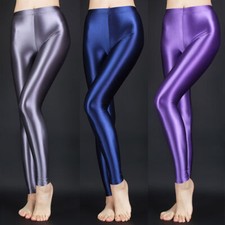 Womens Shiny Wetlook Satin