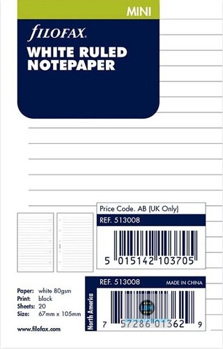 Filofax mini size white - filofax, ruled