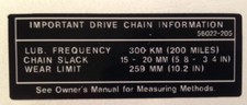 KAWASAKI KV75 MT-1 MONKEY BIKE CHAIN CAUTION WARNING DECAL 