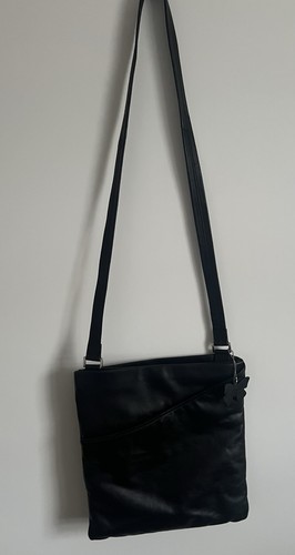 Black leather crossbody - black,