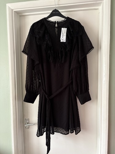 George black ruffle detail - black,