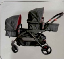 Twin pram pushchair grey - twin,