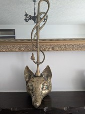 Very Old Brass Door Stop Fox Head