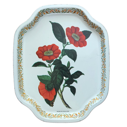 Vintage floral metal serving - metal,