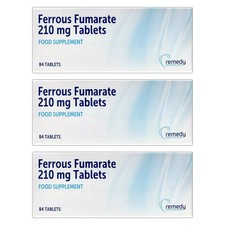 Ferrous Fumarate 210mg, Iron Tablets, Deficiency 252 tablets (3 Packs of 84)