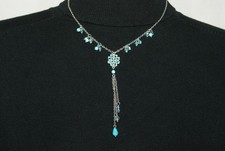 Silver tone Y-drop chain ladies necklace (261)