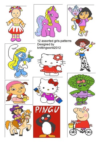 Girls intarsia knitting - girls,