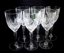Set of 6 Thomas Webb Crystal WET71 Wine Glasses 7"h (one with label)