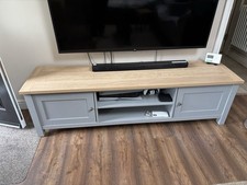 Next Malvern Dove Grey TV Unit, large Oak effect
