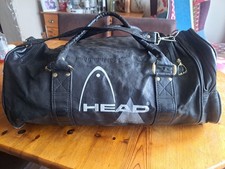Vintage HEAD Holdall Sports/Gym Retro logo Black Faux Leather. Original 1980s