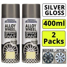 2x Car Pride Alloy Wheel Spray Paint Silver Gloss Repair Care for Car Bike 400ml