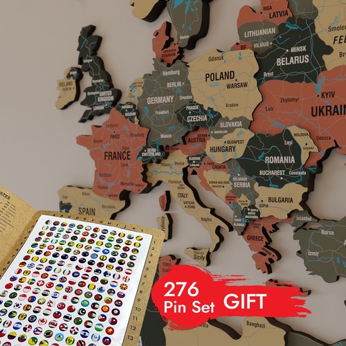 Wooden world map wall art - world,