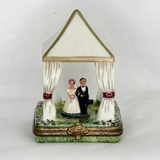 Bride + Groom Wedding Couple—Possibly a Chuppah, Peint Main, Limoges, France