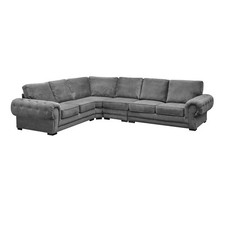 VERONA FULL BACK 6 SEATER CORNER SOFA GREY(Universal Side)