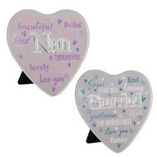 Sentiment Heart Shaped Glass Plaque with Mirror Wording - Choose Design
