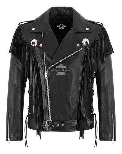 Men black cowboy fringes - men's,