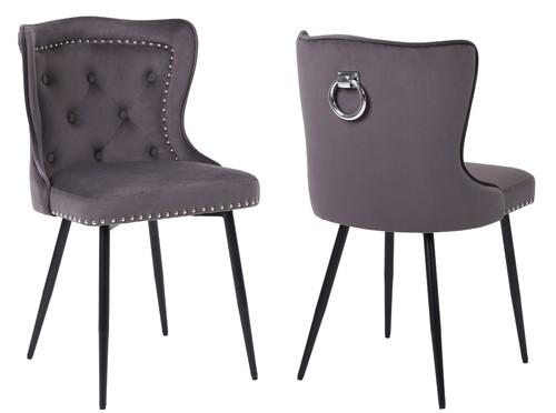 Grey velvet dining chairs with - dining,