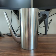 Arne Jacobsen for Stelton Denmark cylinder MCM Large Stainless Steel Coffee Pot