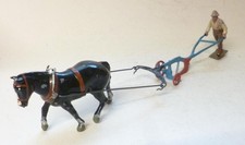 BRITAINS' VINTAGE LEAD FARM SINGLE HORSE GENERAL PURPOSE PLOUGH SET - 1930/40's