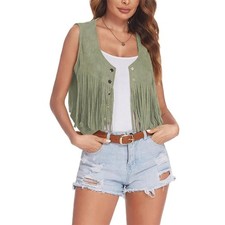 Women Sleeveless Tassels Vest