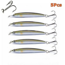 5Pcs Stinger Sea Fishing Lures Pencil Mackerel Pollock Pike Bass Saltwater Fish