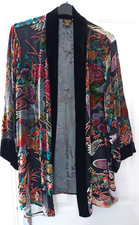 Dreamkeeper Kimono Vintage Black Multicoloured Sequin Boho Silk New Plus