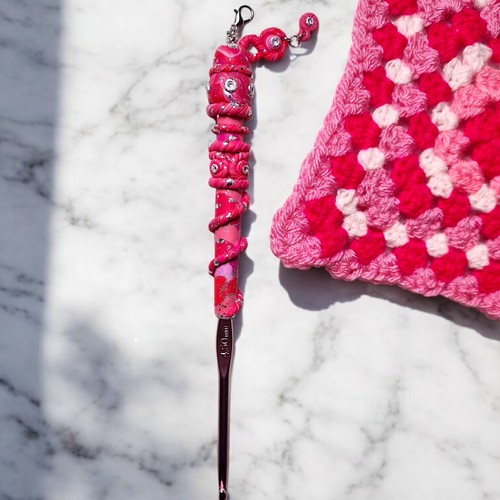 Pink crochet hook with silver - hook,
