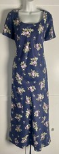 Laura Ashley Vintage Dress Wilde Rose Hyacinth Linen Bias Cut Maxi Dress 12/14