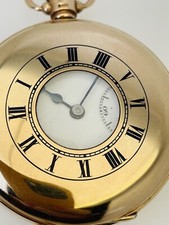 1927 Antique 9ct Yellow Gold Half Hunter Pocket Watch Black Roman Numerals 96.5g