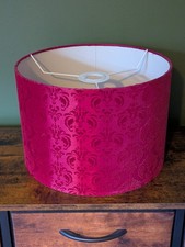Red Damask Velvet Drum Lampshade Ceiling Light Vintage Victorian Style 30cm 
