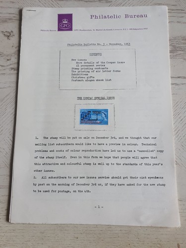 Philatelic bureau bulletin - philatelic,